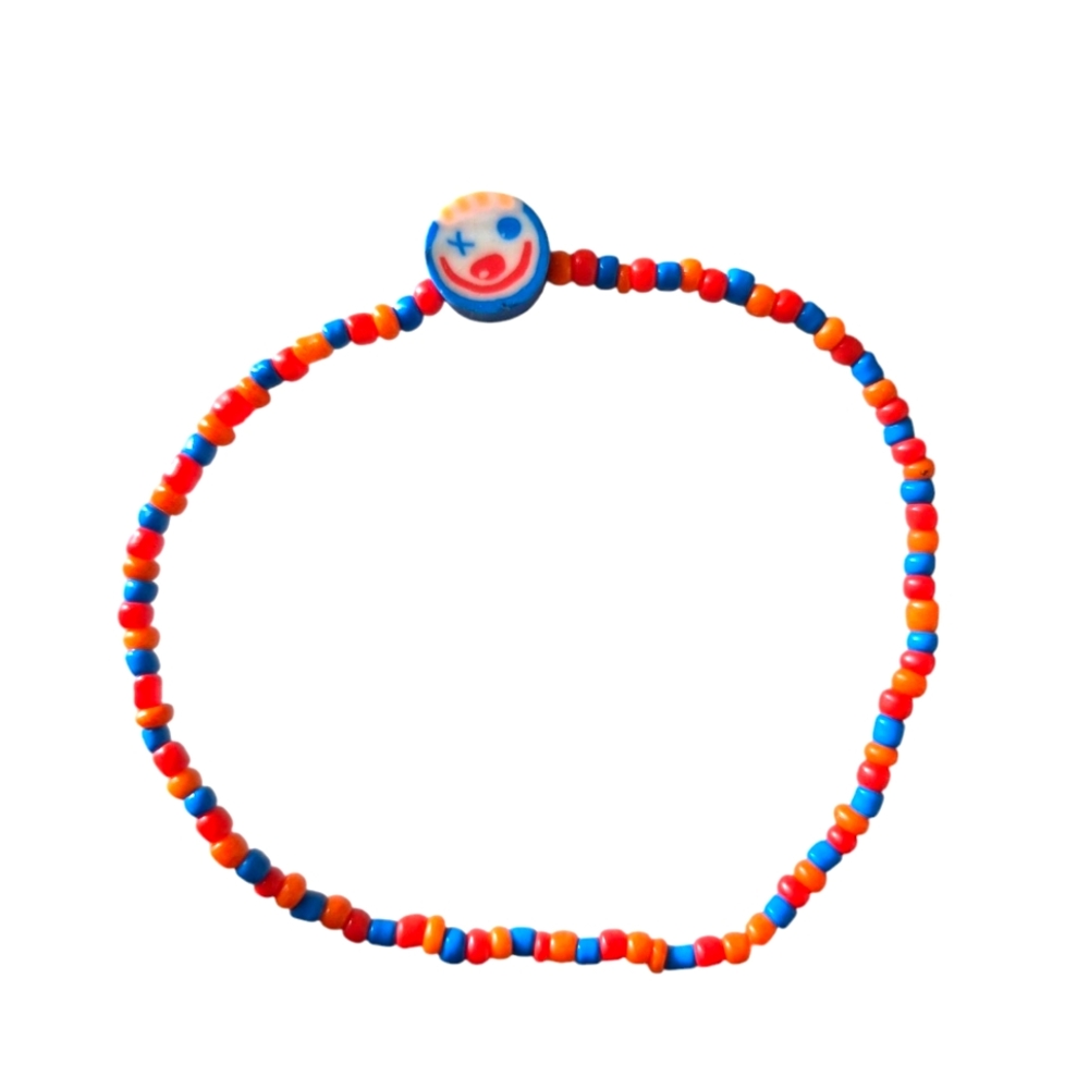 Colorful Beaded Bracelet with Clown Charm